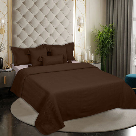 BodyComfy 100% Cotton Hosiery King-Size Fitted Bedcover – Minimalist Grid Texture Pattern