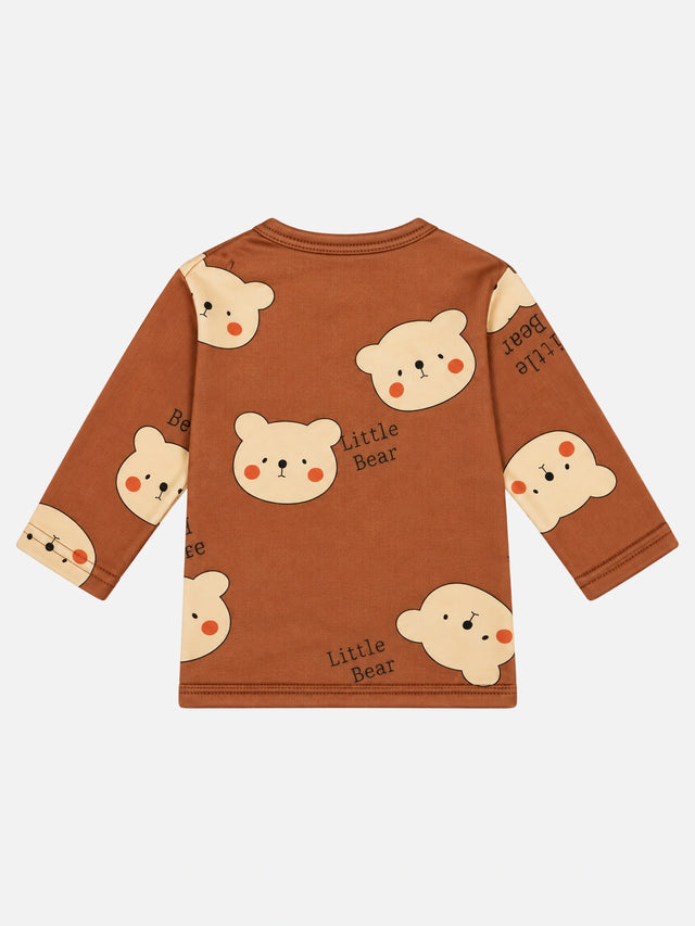 Baby Boys Front Open Full Sleeves Thermal Top with Button Closure for Warm Innerwear and Easy Dressing