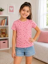 Girls 100% Cotton T-Shirt Round Neck Half Sleeves Pack of 2