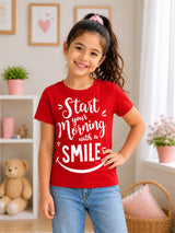 Girls 100% Cotton Printed Round Neck Half Sleeve T-Shirt for Everyday Casual Wear and Regular Comfort
