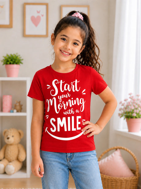 Girls 100% Cotton T-Shirt Half Sleeves