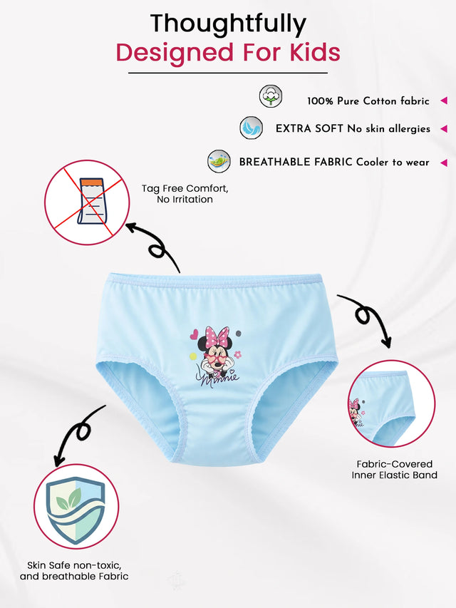Girls 100% Cotton Panty with Top Elastic for Everyday Innerwear Comfort and Daily Essentials - Pack of 3
