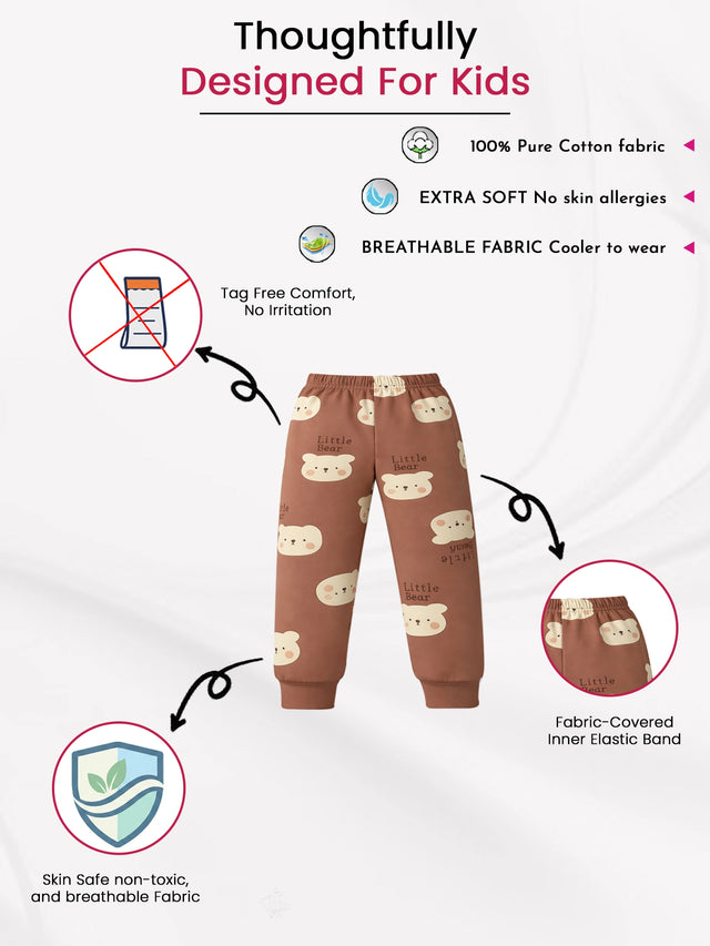 Baby Boys Self Design Pyjama with Inner Elastic for Regular Wear, Easy Movement and Comfort - Pack of 2
