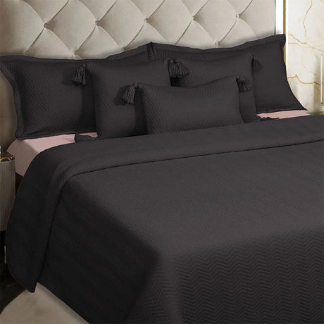 BodyComfy 100% Cotton Hosiery King-Size Fitted Bedcover – Chevron Pattern