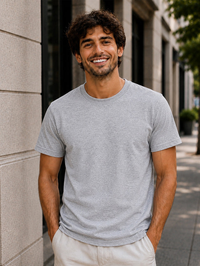 Men T-Shirt Round Neck Half Sleeves with Solid Styling for Everyday Casual Wear and Easy Layering Comfort