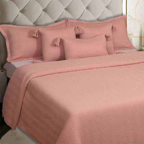 BodyComfy 100% Cotton Hosiery King-Size Fitted Bedcover – Chevron Print