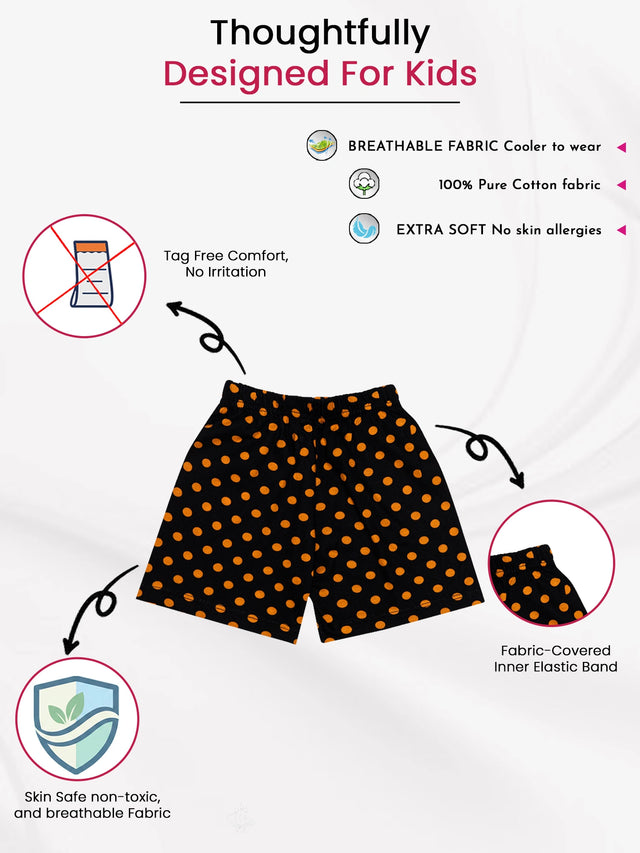Girls 100% Cotton Self Design Shorts with Inner Elastic for Everyday Innerwear Comfort and Regular Use - Pack of 6