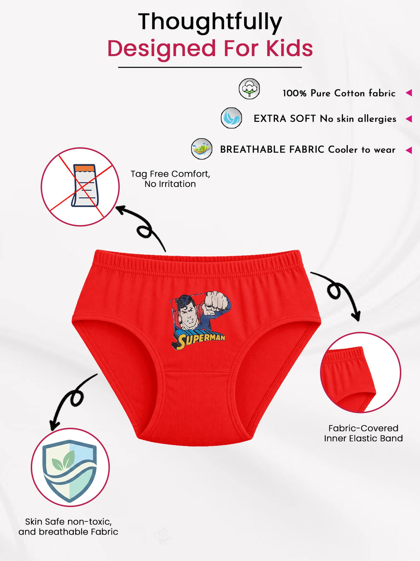 Baby Boys Justice League 100% Cotton Brief Inner Elastic Pack of 3 - Bodycare