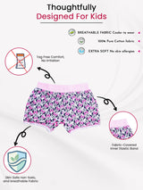 Kids cotton printed shorts with breathable, skin-safe fabric and elastic waistband.