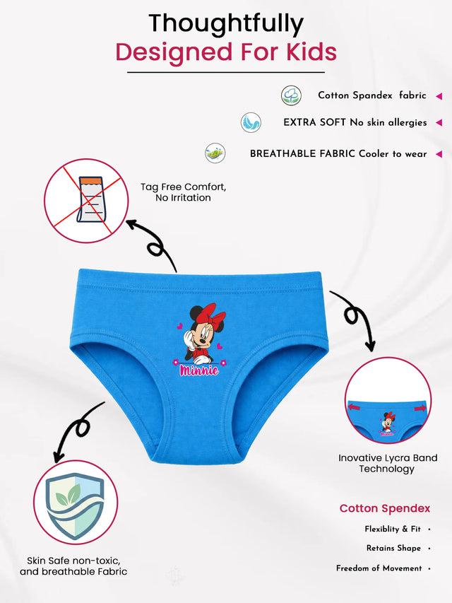 Girls Minnie & Friends Cotton Spandex Panty Inner Elastic Pack of 6 - Bodycare