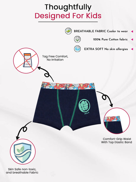 Boys Avengers Cotton Spandex Trunk Top Elastic Pack of 2 - Bodycare