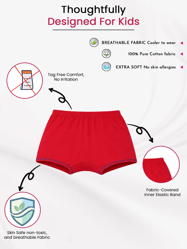 Girls 100% Cotton Boyshorts Inner Elastic Pack of 4 - Bodycare