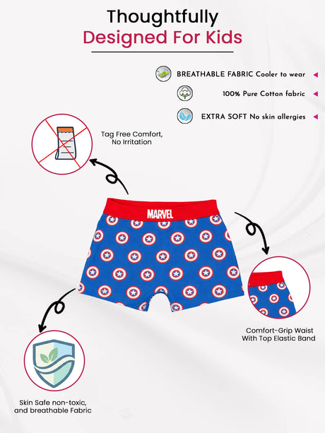 Boys Avengers 100% Cotton Trunk Lycra Waistband Pack of 6 - Bodycare