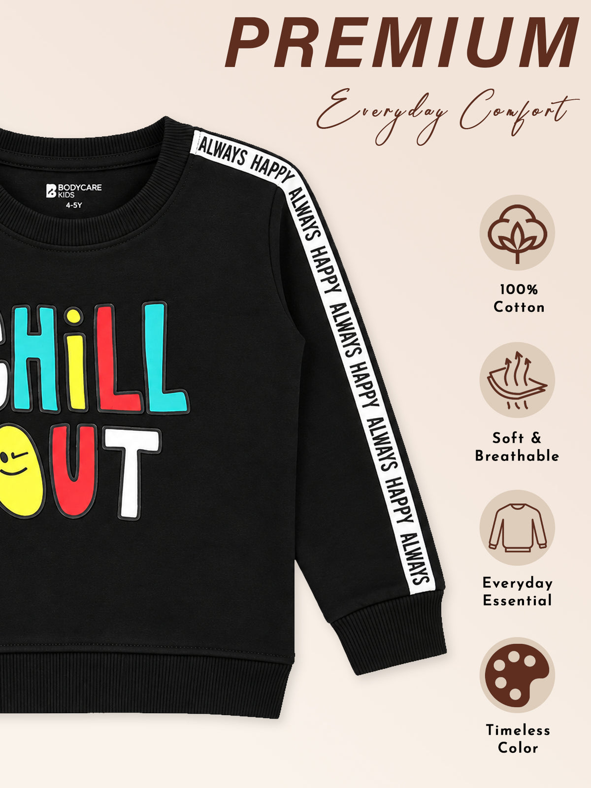 Baby Boys Round Neck Full Sleeve Sweatshirt for Comfortable Casual Styling, Easy Movement and Regular Wear