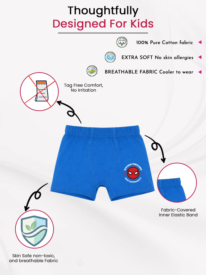 Boys Spiderman 100% Cotton Trunk Inner Elastic Pack of 3 - Bodycare