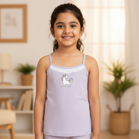 Bodycare Girls Vest | Regular Fit | 100% Cotton | Sleeveless Solid Assorted Pack Of 2