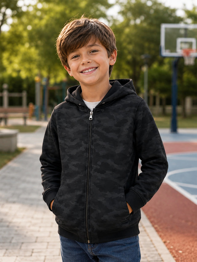 Boys Fleece Hooded Full Sleeve Top for Winter Wear, Casual Comfort and Easy Everyday Layering - Pack of 1