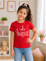 Girls 100% Cotton Printed Round Neck Half Sleeve T-Shirt for Everyday Casual Wear and Regular Comfort