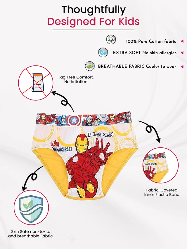 Boys 100% Cotton Top Elastic Brief for Everyday Innerwear Comfort and Regular Wardrobe Use - Pack of 3