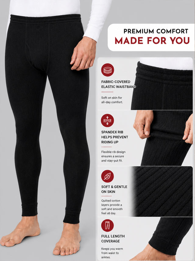 Men Antibacterial Thermal Bottom for Winter Base Layering, Cold-Weather Comfort and Everyday Warm Innerwear Essentials