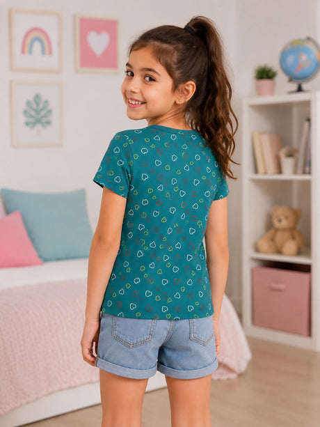 Girls 100% Cotton T-Shirt Round Neck Half Sleeves Pack of 2