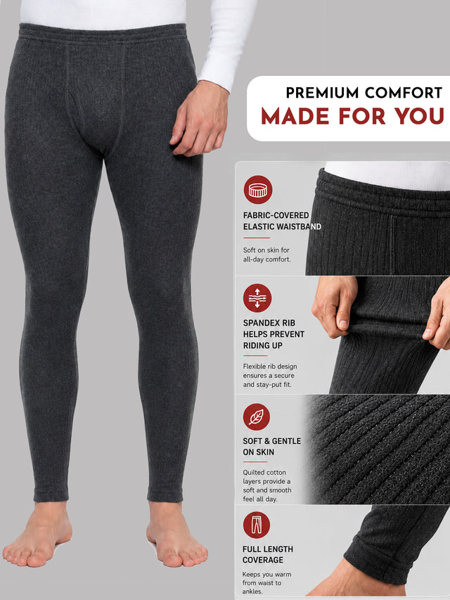 Men Antibacterial Thermal Bottom for Winter Base Layering, Cold-Weather Comfort and Everyday Warm Innerwear Essentials