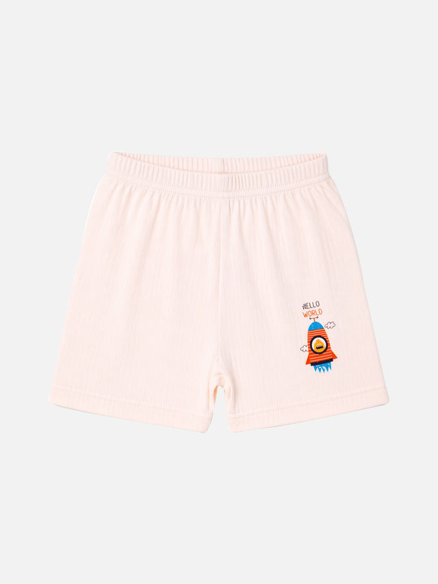 Baby Cotton Rich Front Open Half Sleeves Rib Short Suit for Everyday Comfort, Easy Dressing and Regular Wear