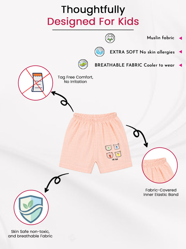 Baby Shorts with Inner Elastic for Everyday Comfort, Easy Movement and Regular Clothing Essentials - Pack of 3