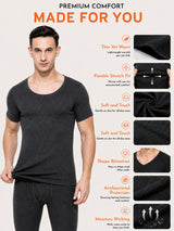 Men Antibacterial Thermal Top with Round Neck and Half Sleeves for Winter Base Layering and Cold-Weather Comfort