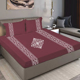Bodycomfy 100% Cotton Hosiery King Size Fitted Bedsheet – Applique print