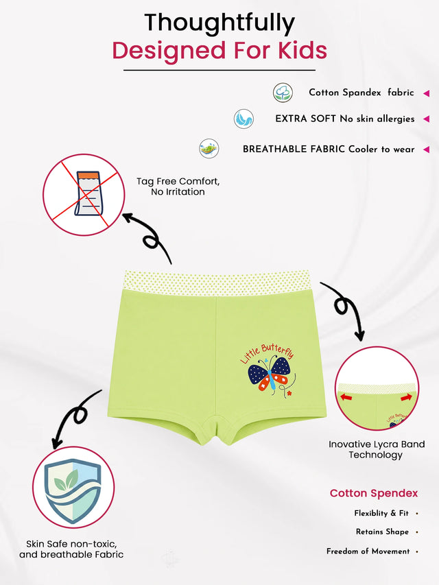 Girls Innerwear Boyshorts with Lycra Band for Comfortable Coverage, Easy Movement and Everyday Wardrobe Essentials - Pack of 2