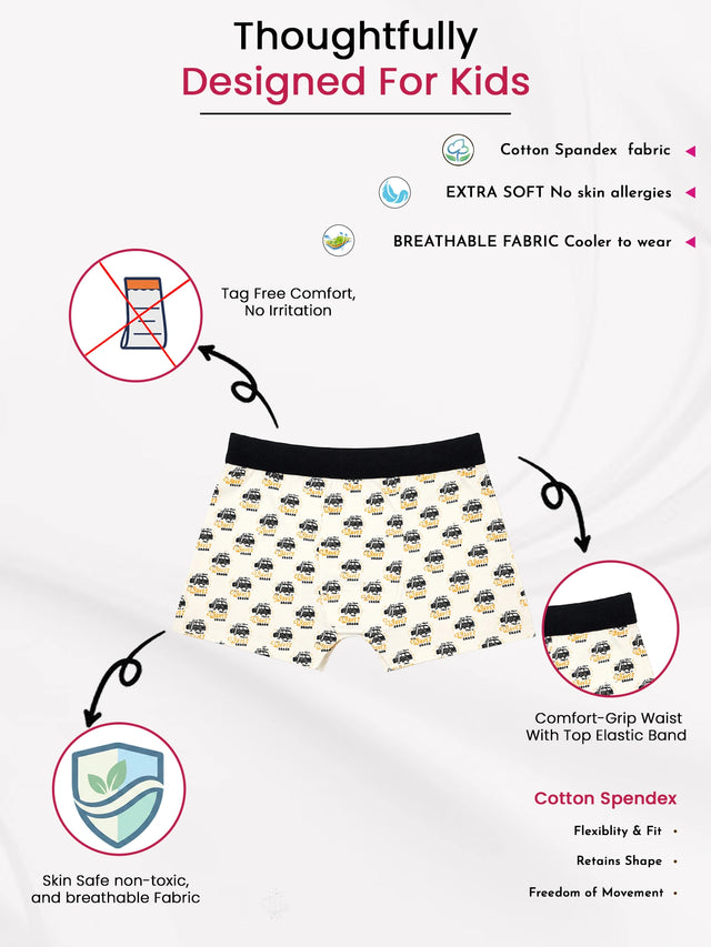 Boys Cotton Trunk with Top Elastic for Everyday Innerwear Comfort and Regular Wardrobe Use - Pack of 3