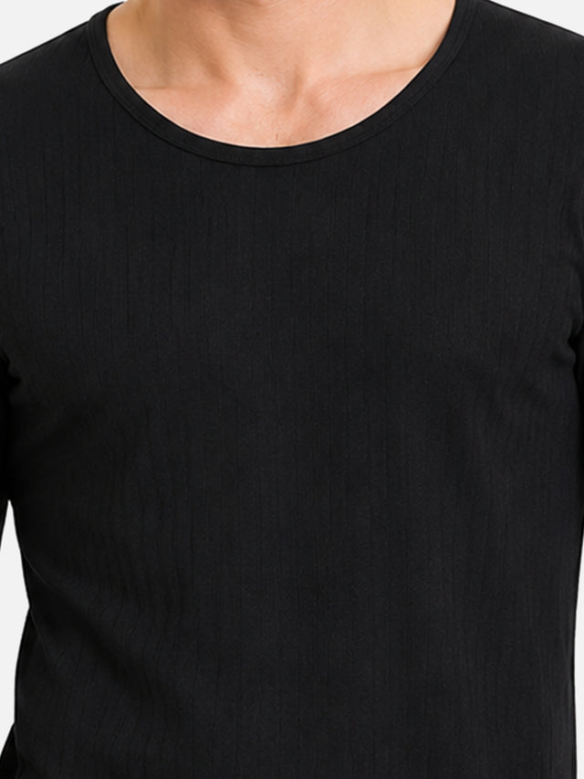Men Thermal Top with Round Neck Full Sleeves, Thin Fabric High Warmth Comfort and Winter Innerwear Essential