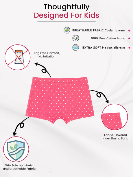 Girls 100% Cotton Boyshorts Inner Elastic Pack of 3 - Bodycare