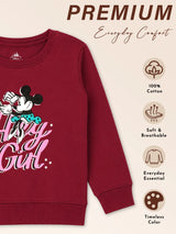 Baby Girls Minnie & Friends Printed Round Neck Full Sleeve Sweatshirt for Casual Winter Wear and Everyday Comfort