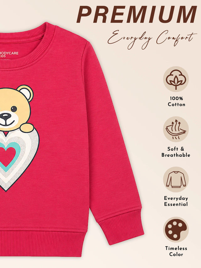 Baby Girls Round Neck Full Sleeve Sweatshirt for Easy Casual Styling, Regular Wear and Comfortable Movement