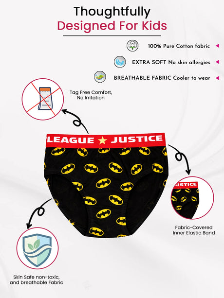 Boys Justice League 100% Cotton Brief Top Elastic Pack of 3 - Bodycare
