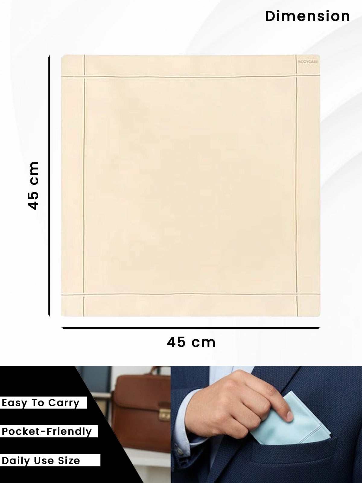 Men Cotton Handkerchief Pocket Essential for Daily Carry, Office Bag, Travel Kit and Formal Grooming Use - Pack of 6