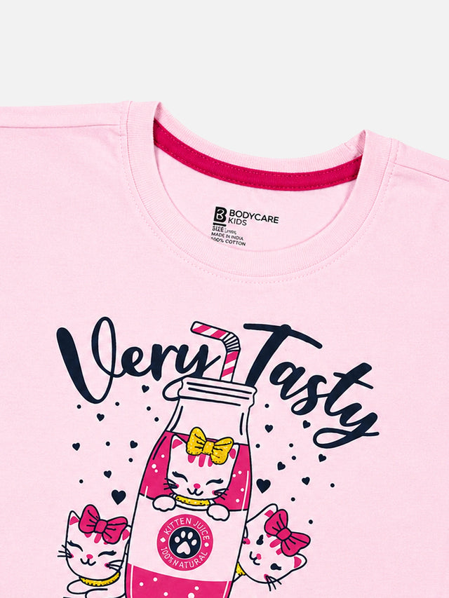 Baby Girls Round Neck Half Sleeve T-Shirt for Casual Wear, Easy Movement, Everyday Comfort and Regular Wardrobe Use