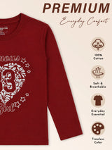 Girls Round Neck Full Sleeves Printed T-Shirt with Casual Styling, Easy Movement and Comfortable Regular Wear Appeal