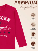 Girls Round Neck Full Sleeves Printed T-Shirt with Casual Styling, Easy Movement and Comfortable Regular Wear Appeal
