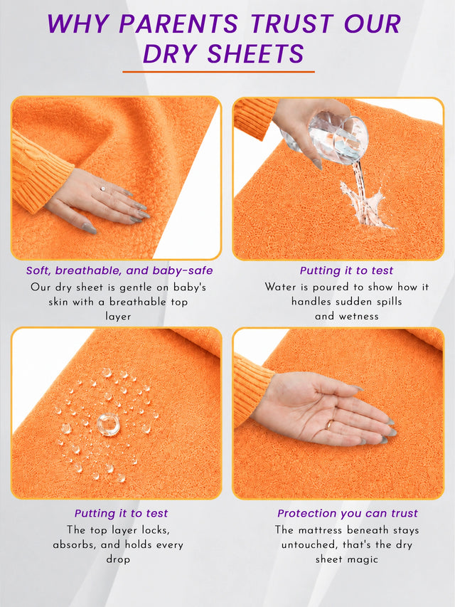 Unisex Baby Dry Sheet Waterproof Bed Protector for Washable Bedding Care, Absorbent Protection and Regular Use - Pack of 2