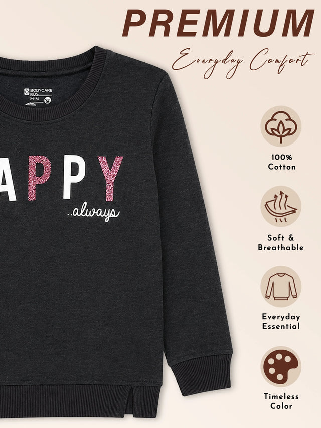 Baby Girls Round Neck Full Sleeve Sweatshirt for Everyday Casual Wear, Comfortable Winter Styling and Easy Movement