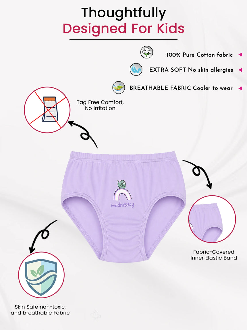 Girls 100% Cotton Panty Inner Elastic Pack of 3
