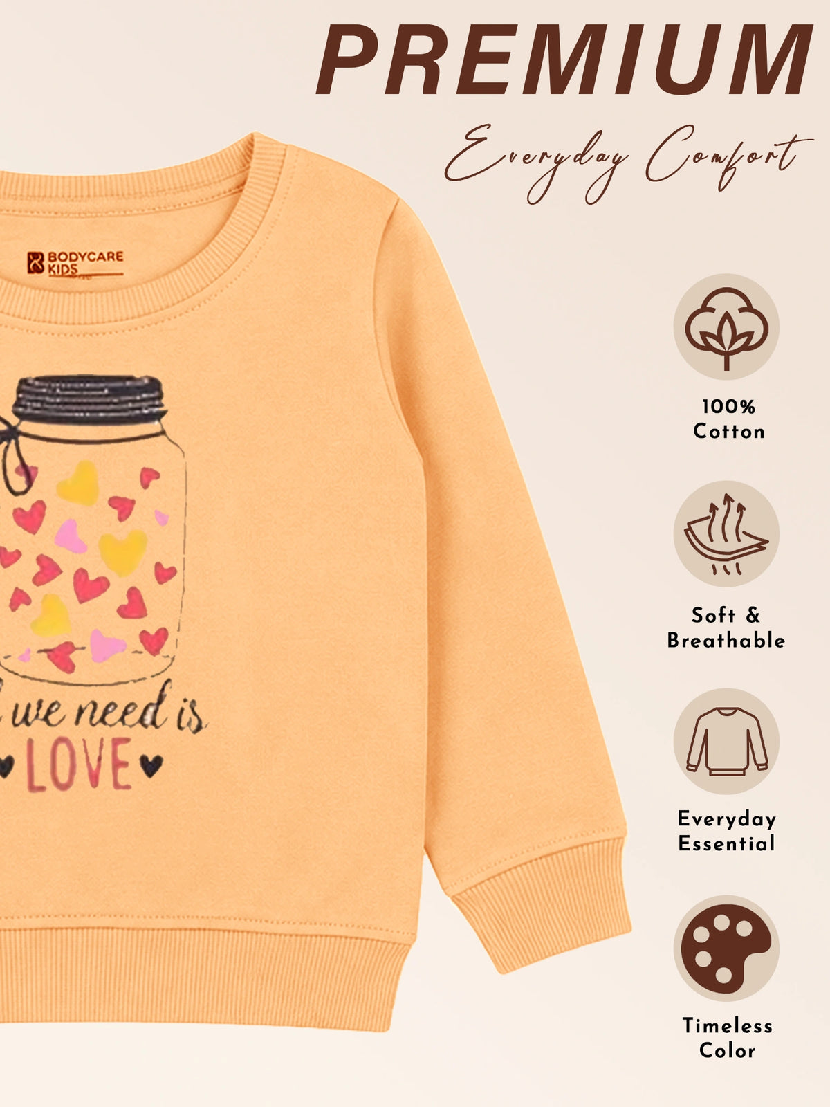 Baby Girls Round Neck Full Sleeve Sweatshirt for Everyday Casual Wear, Easy Comfort and Wardrobe Styling