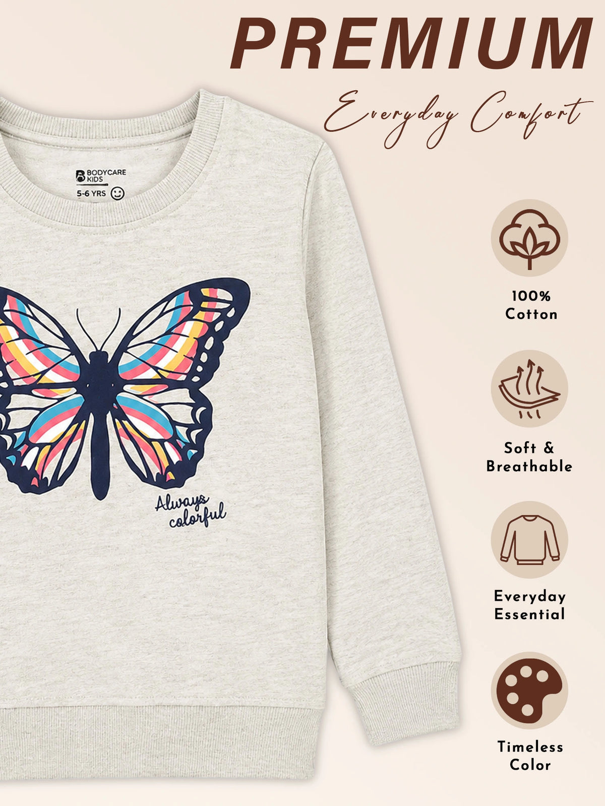 Baby Girls Round Neck Full Sleeve Sweatshirt for Regular Casual Comfort, Easy Winter Wear and Smart Everyday Styling