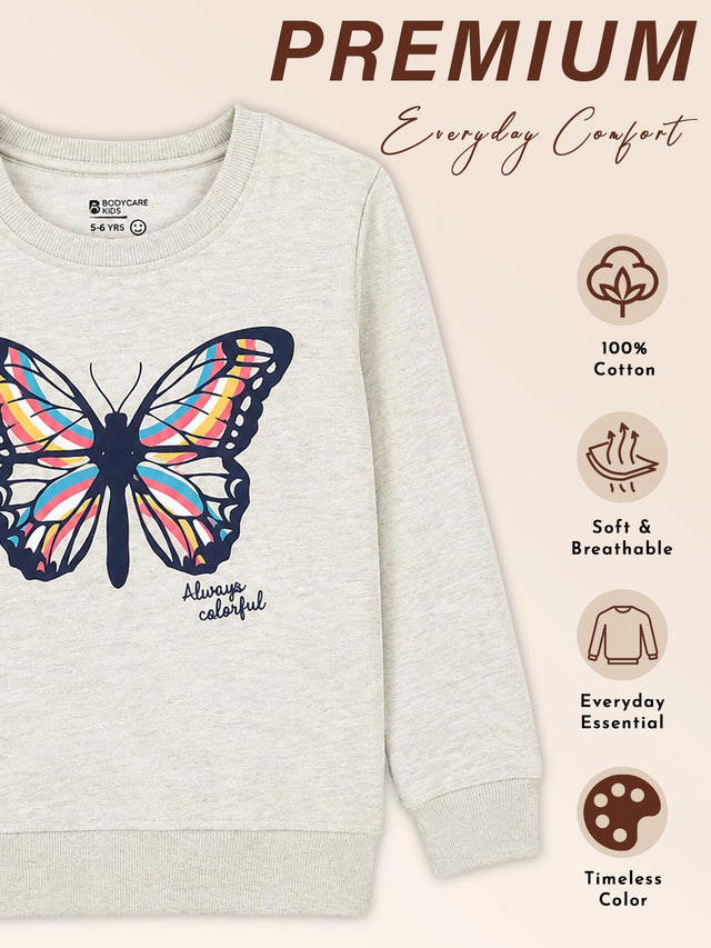 Baby Girls Round Neck Full Sleeve Sweatshirt for Regular Casual Comfort, Easy Winter Wear and Smart Everyday Styling