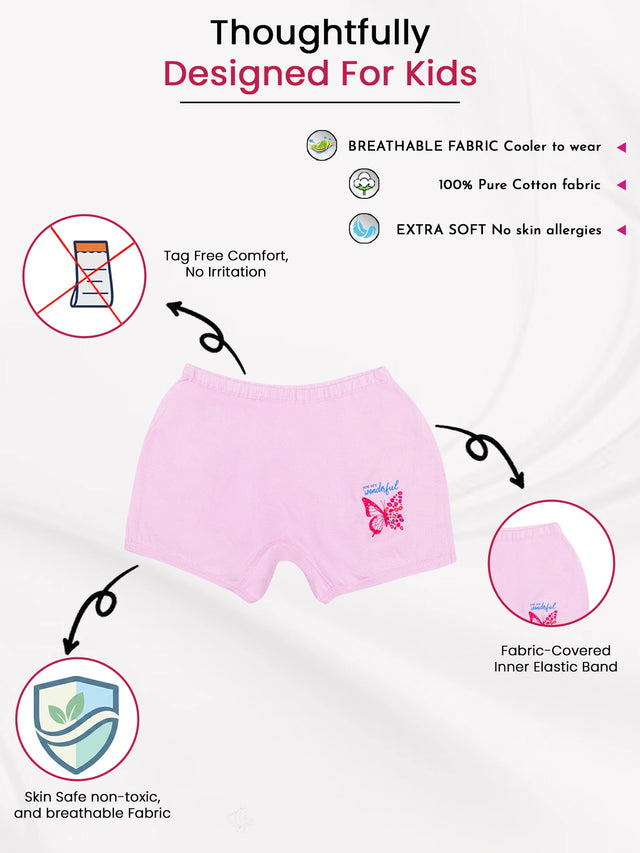 Girls 100% Organic Cotton Boyshorts for Everyday Innerwear Comfort and Wardrobe Use - Pack of 3