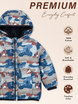 Baby Boys Polyester Quilted Hooded Winter Jacket with Full Sleeves and Comfortable Outerwear Styling