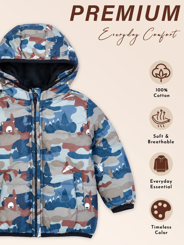 Baby Boys Polyester Quilted Hooded Winter Jacket with Full Sleeves and Comfortable Outerwear Styling